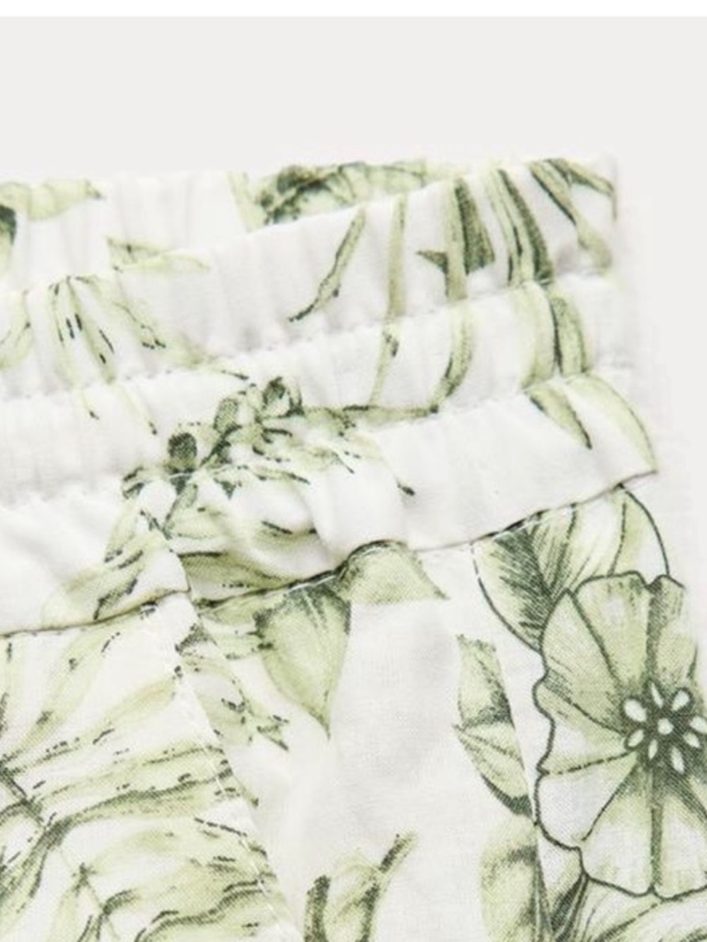 Zara Cream Wide-Leg Pants with Green Botanical Print - Picture 7 of 10